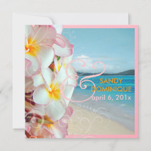 Convites Pix Dezines Pink Plumeria/praia/casamento tropical