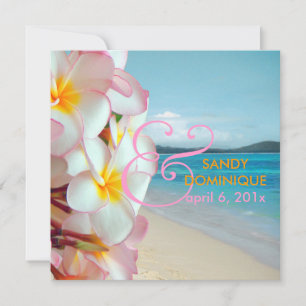 Convites Pix Dezines Pink Plumeria/praia/casamento tropical