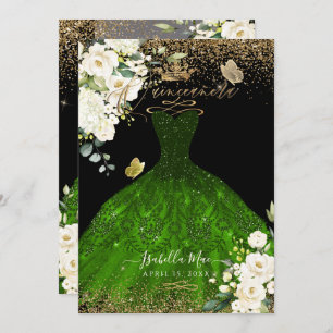 Convites Pix Dezines Quinceanera Emerald Green Glitter