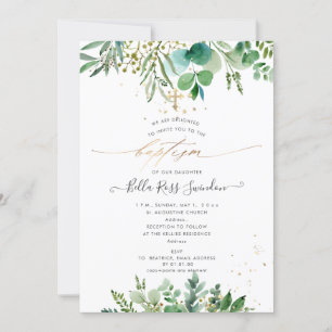 Convites Pix Dezines Watercolor Eucalyptus Greenery Baptism