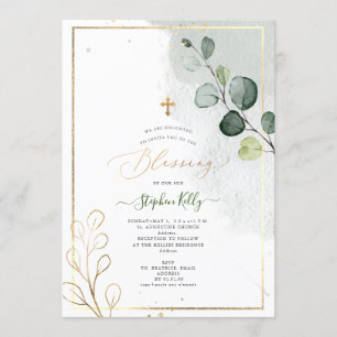 Convites Pix Dezines Watercolor Rustic Eucalyptus Baptism