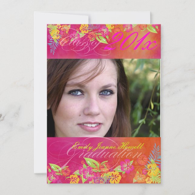 Convites PixDezine Hawaiian Shaved Ice, graduações de 2011 (Frente)