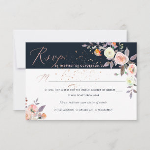 Convites PixDezine Rosas em Pastel aquarela RSVP w Refeição