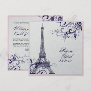 Convites PixDezines a torre eiffel/paris/METALLIC SILVER