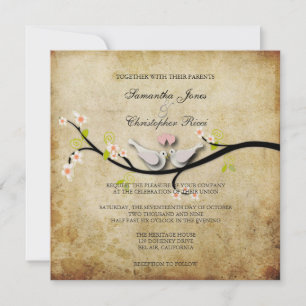 Convites PixDezines adora pombos/cor de fundo suja