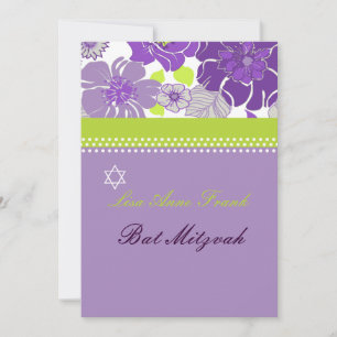 Convites PixDezines ALEGRE RETRO FLORAL BAT MITZVAH