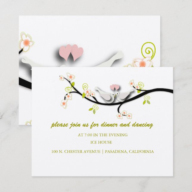 Convites PixDezines ama pombas/cor de fundo diy (Frente/Verso)