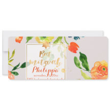 PixDezines Aquarela/Floral/Bat Mitzvah