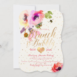 Convites PixDezines Aquarela Floral Brunch+Espumante