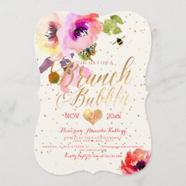 Convites PixDezines Aquarela Floral Brunch+Espumante