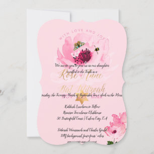 Convites PixDezines Aquarela Floral/Peônias/Bat Mitzvah