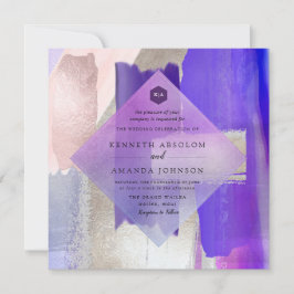 Convites PixDezines Aquarela Moderna Violeta+Prata