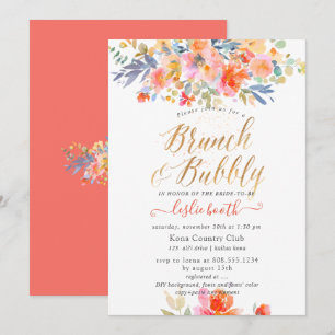 Convites PixDezines Aquarela, Rosas de Jardim Brunch Espuma