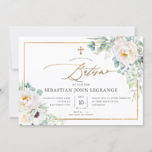 Convites PixDezines AquarelaPeôni como Eucalipto Batismo
