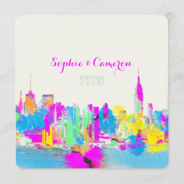 Convites PixDezines arco-íris/NYC/cor de fundo DIY
