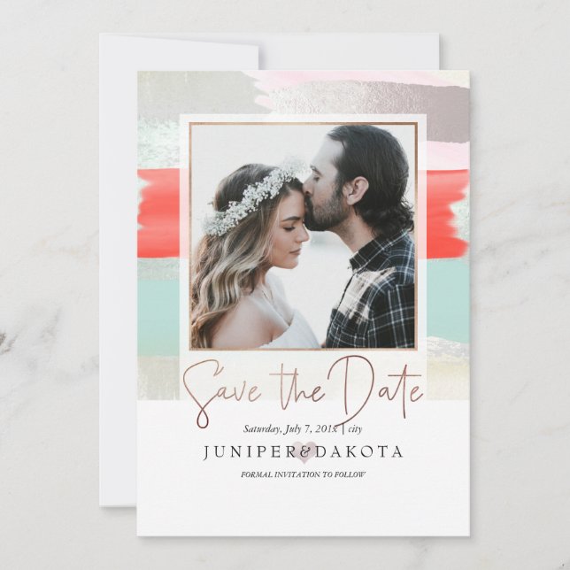 Convites PixDezines Arte Moderna, Sage+Coral (Frente)