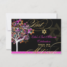 Convites PixDezines Árvore da Vida Bat Mitzvah/ Fundo de DI