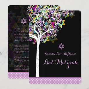 Convites PixDezines árvore da vida Bat Mitzvah/fundo diár