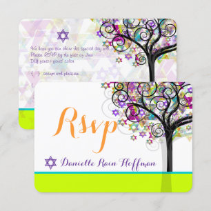 Convites PixDezines árvore da vida Bat Mitzvah/fundo diy
