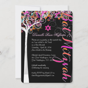 Convites PixDezines árvore da vida Bat Mitzvah/lousa