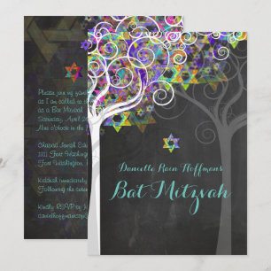 Convites PixDezines árvore da vida Bat Mitzvah/quadro