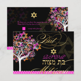 Convites PixDezines, árvore da vida/estrelas, Bat Mitzvah
