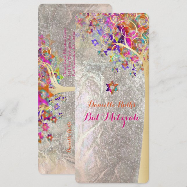 Convites PixDezines árvore da vida mitzvah/DIY (Frente/Verso)