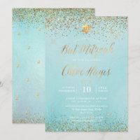 PixDezines Azul Dourado Brilhante Mitzvah