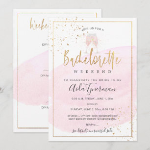 Convites PixDezines Bachelorette Weekend Pink Watercolor