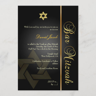 Convites PixDezines BAR MITZVAH/ESTRELA DE DAVID/DOURADO+PR