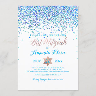 Convites PixDezines Bat Mitzvah/Blue/Aqua/Teal/Confetti