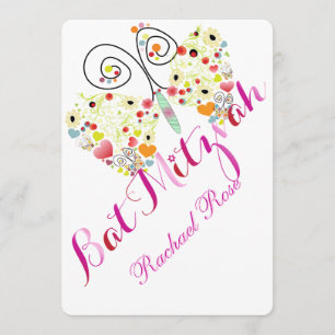 Convites PixDezines Bat Mitzvah/borboletas