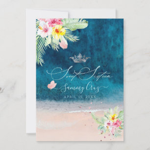 Convites PixDezines Beach Sweet 16 Deep Blue Sea