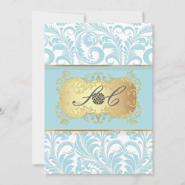 Convites PixDezines Bellissimo Damask Vintage (Frente)