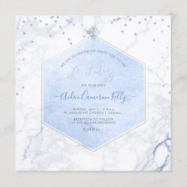Convites PixDezines Blue Honeycomb Marble Christening