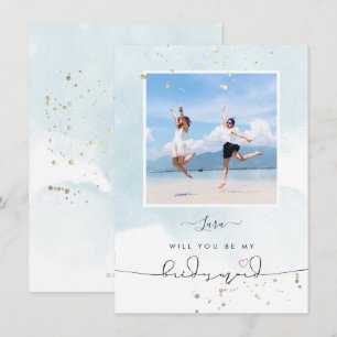 Convites PixDezines Blue Watercolor Você Será A Bridesmaid
