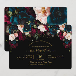 Convites PixDezines Blush Burgundy - Chá de panela Teal Inv