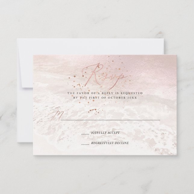 Convites PixDezines Blush Coastal, Sand n Sea RSVP (Frente)