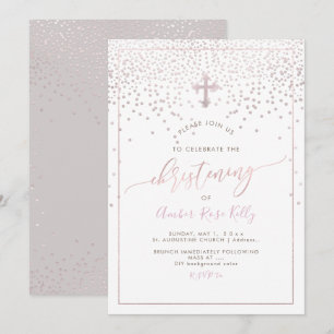 Convites PixDezines Blush Confetti/Christening/DIY Color
