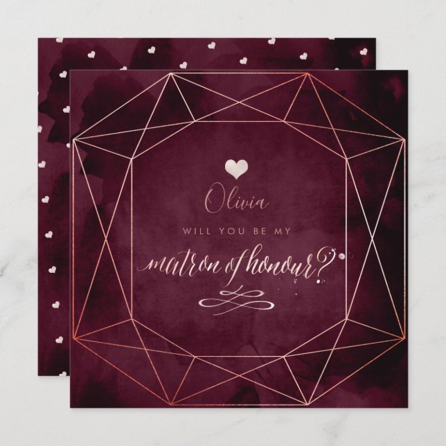 Convites PixDezines Blush Pink + Garnett Iridescente (Frente/Verso)