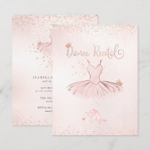 Convites PixDezines Blush Tutu e Borboletas Recital de Danç