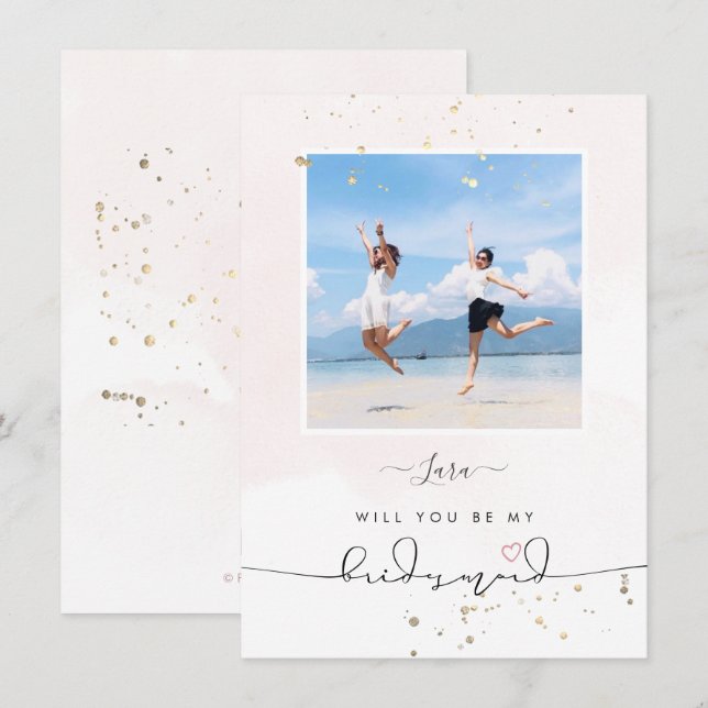 Convites PixDezines Blush Watercolor Será Bridesmaid (Frente/Verso)