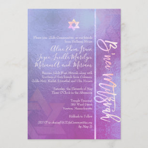 Convites PixDezines B'Nei Mitzvah, Blue Ombre