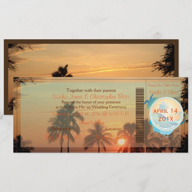 Convites PixDezines Boembarque Pass pôr do sol (Frente/Verso)