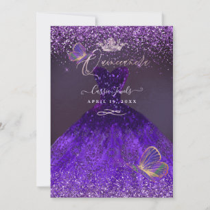Convites PixDezines Borboletas Quinceanera, Violeta Ultra