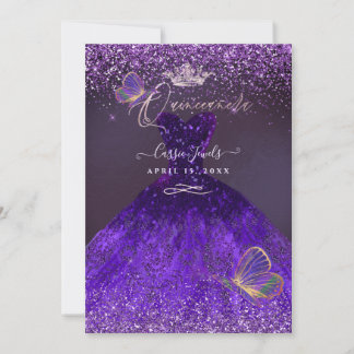 Convites PixDezines Borboletas Quinceanera, Violeta Ultra