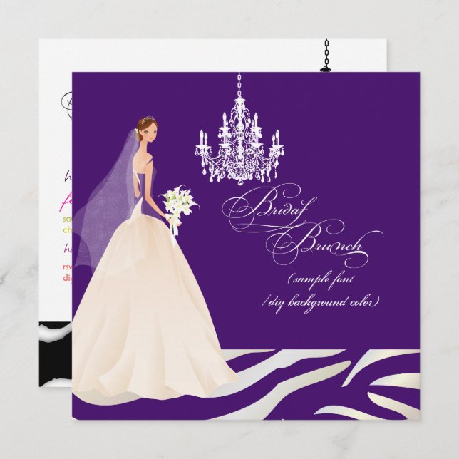 Convites PixDezines bridal brunch/DIY Color+Text (Frente/Verso)