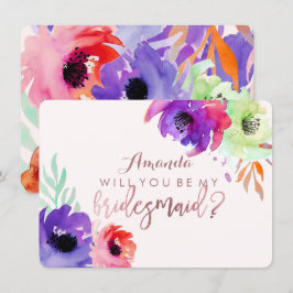 Convites PixDezines Bridesmaid/Floral/Watercolor/Rosas