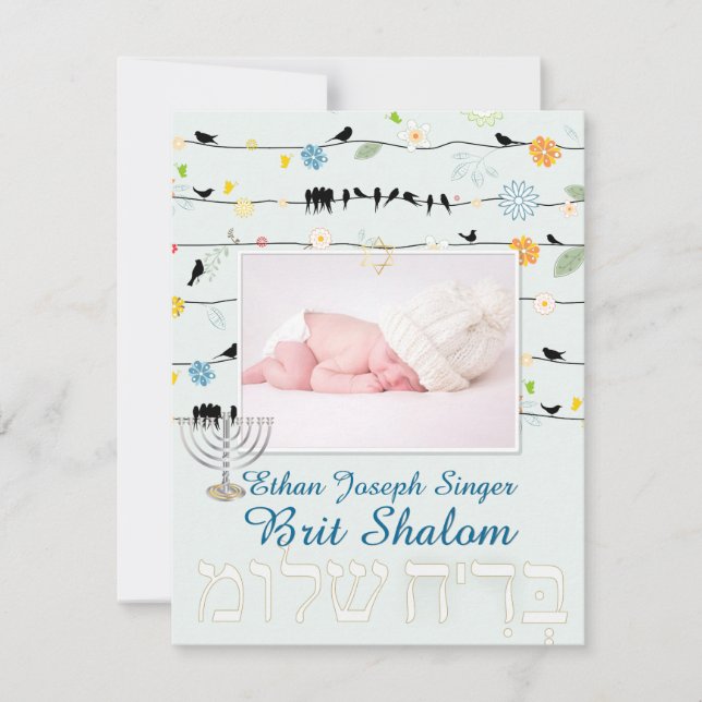 Convites PixDezines brit shalom/quadro+estrelas/cor diy (Frente)