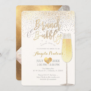 Convites PixDezines Brunch Bubble/Faux Silver+Confetti Dour